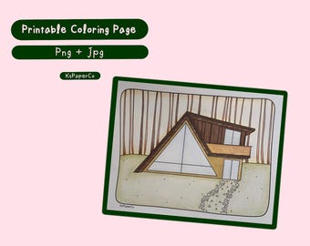 Modern Forest House Coloring Page | KsPaperCo