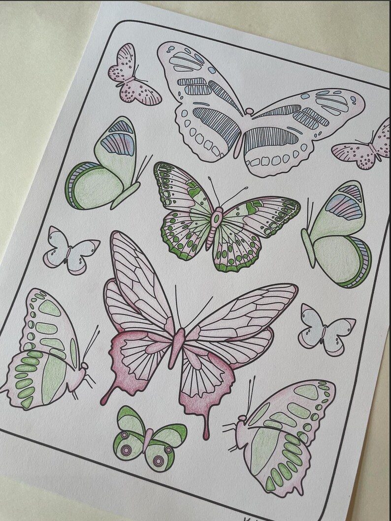 Butterfly Collage Coloring Page | Kspaperco - Etsy