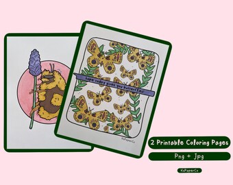 Butterfly and Bee Coloring Page Set | KsPaperCo