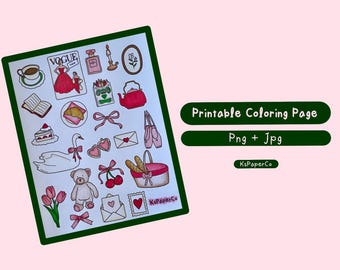 Coquette Collage Coloring Page | KsPaperCo