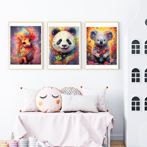 Digital Wall Art - Rainbow Animals, Posters, Nursery, Rainbow Wall Art, Playroom Decor, Toddler Room, Unicorn, Koala, Panda and more