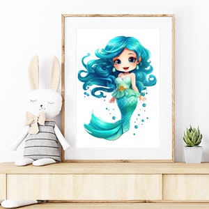 Mermaids Digital Wall Art Set - Delightful Colors for Kids&#39; Bedrooms and Nurseries