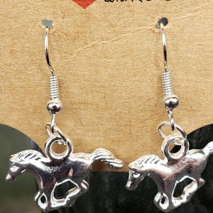 Mustang Dangle Earrings, Horse Earrings, Mascot Earrings, Bronco Earrings, Earrings for Horse Lovers, Earrings for Mustang Lovers