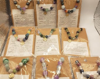 Beaded Gemstone Crystal Zodiac Bracelet, Horoscope Jewelry, Healing Bracelet, Birthday Gift, Astrology, Metaphysical, Constellation