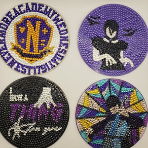 6 Wednesday Addams Rhinestone Coasters