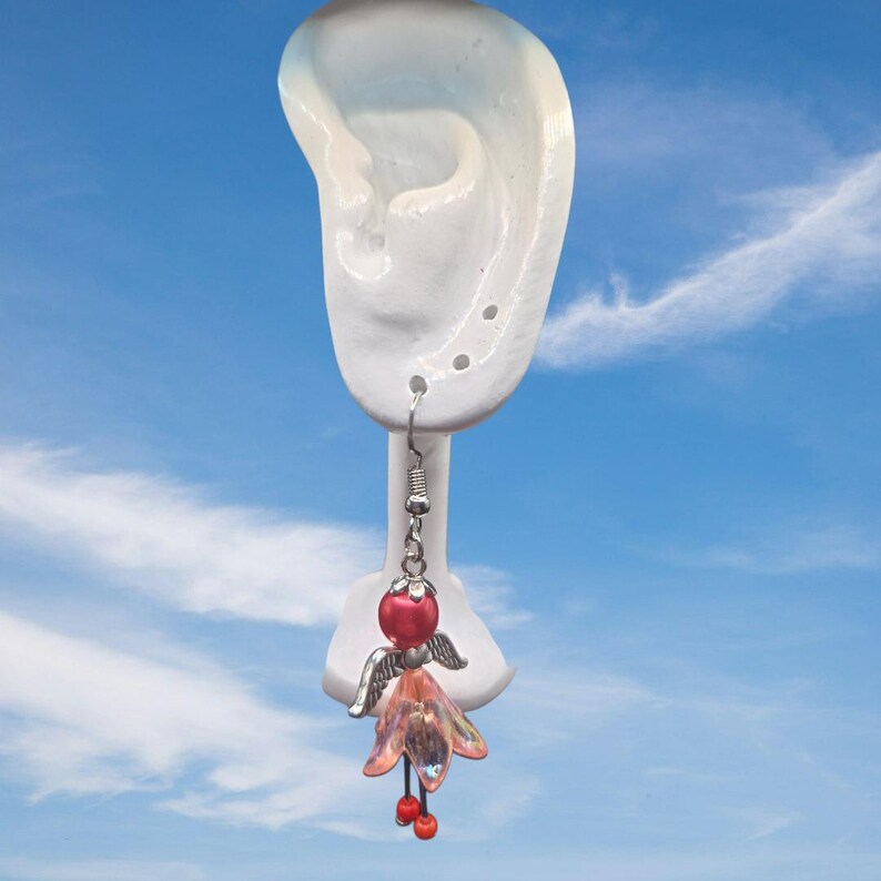 Blumen Engel Ohrringe – zierlich, schimmernd & einzigartig, Blumen Engel, zierlicher Schmuck, Geschenk für Sie Bild 8