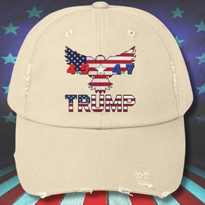 President Trump 2024, 45 - 47 Distressed Hat, Trump Vance