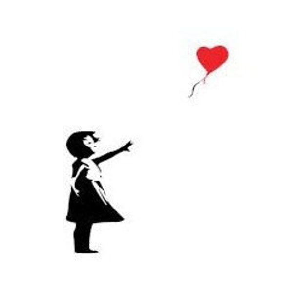 GIRL with RED BALLOON Banksy Decal - Multiple Colors & Sizes Including Glow in the Dark - Car-Laptop-Phone-Window-Mirror-Cup-Mugs-Tumblers