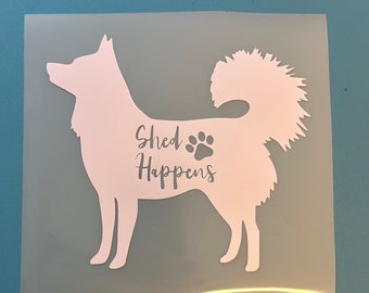 Calcomanía de ALASKAN KLEE KAI, calcomanía para auto de husky, perro malamute, calcomanía de pomsky, Shed Happens - Varios colores y tamaños - Automóvil, computadora portátil, teléfono, ventana