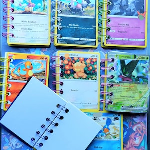 Recuerdos de fiesta de Pokémon, rellenos de cestas de Pascua, recuerdos de fiesta para niños con tarjetas coleccionables recicladas, San Valentín para niños, TCG, minicuaderno, bloc de dibujo