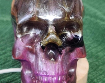 Decorative Resin Skull - Purple and Silver