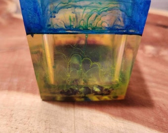 Blue and Green votive candle holder