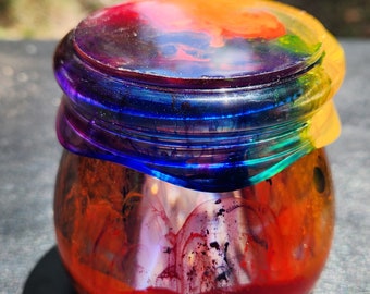 Rainbow jar w/lid