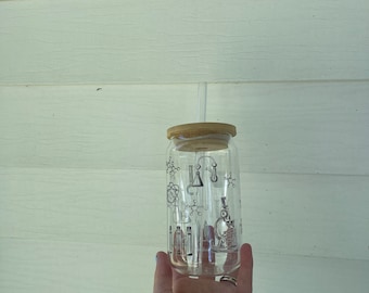 Vintage Chemistry Glass Cup with Lid