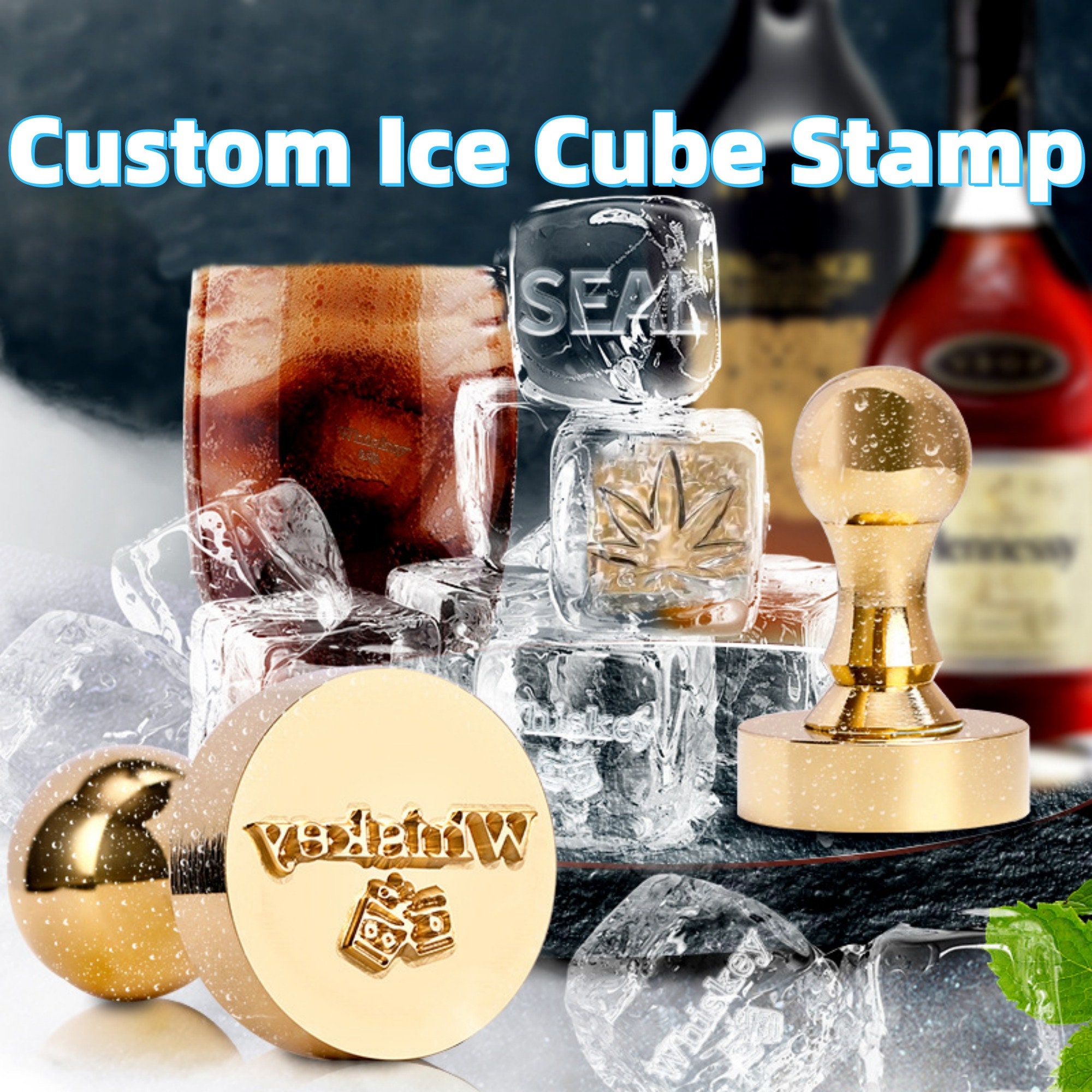 Custom Ice Stamp, Personalized Ice Cube Stamp Custom Ice Cube Mold Stamp ,  Cocktail Ice Stamps, Ice Brander Brass Stamp Gift for Bartenders 