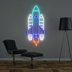 Space Neon Sign, Nasa Rocket, Space Neon Light for Boy Room Decor, Space Decor For Nursery
