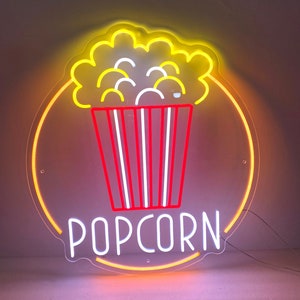 Popcorn Custom neon sign,Popcorn paper box led neon, Cinema LED neon light, Film neon，Movie time led sign,Perfect neon sign room wall decor