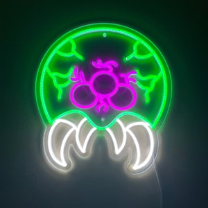 Metroid Larve Neon Schild, Neon Leuchtreklame für Metroid Fan