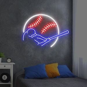 Baseball Neon Sign, Baseball Player Gift, Baseball Room Decor for Kids, Personalized Baseball Gifts