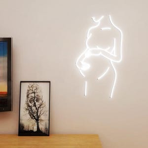 Neonreclame zwangere vrouw, zwangere body Art teken voor muur, zwangere dame lijntekeningen, cadeau voor zwangere vrouw, cadeaus voor verloskundige, zwanger lichaam