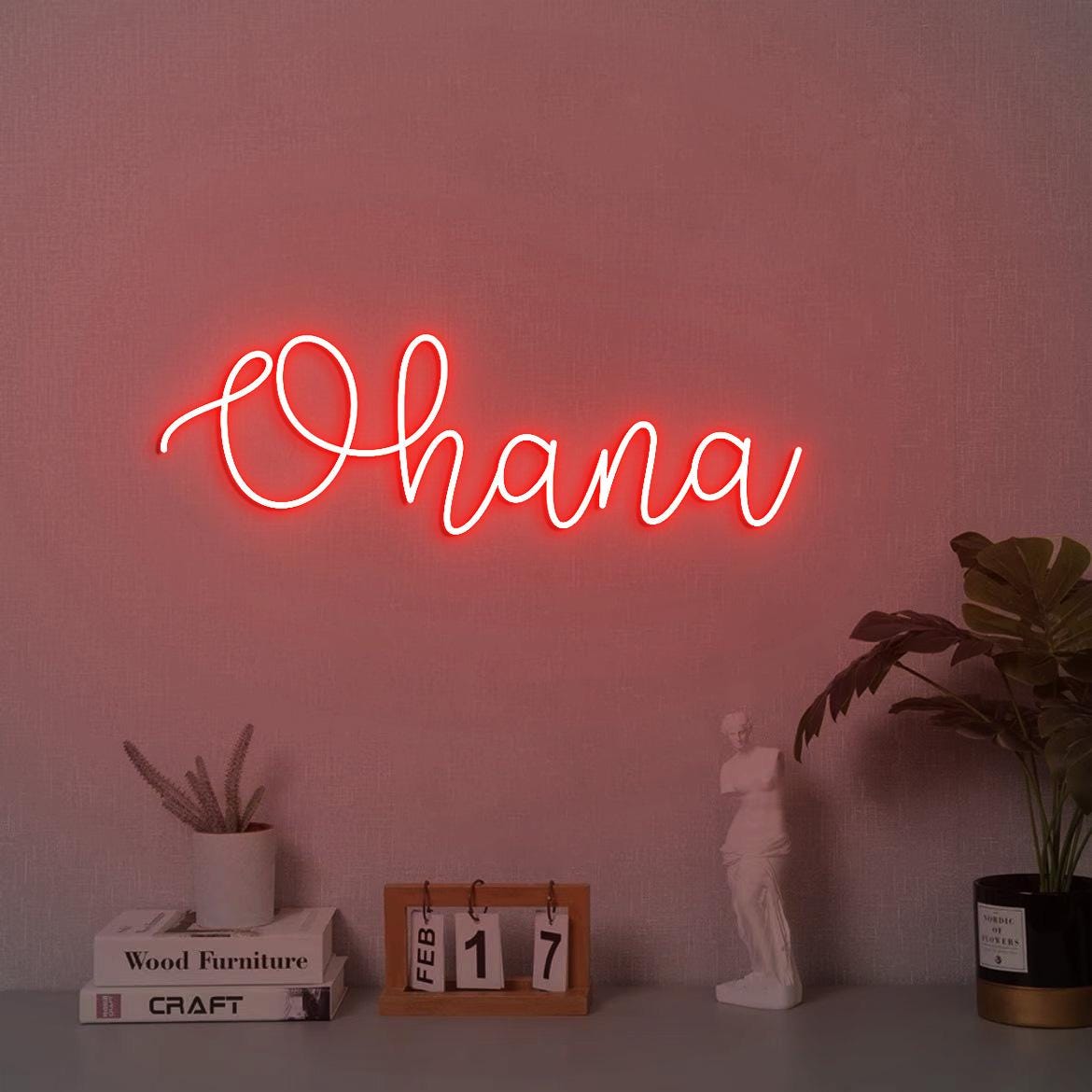 Ohana Neon Sign, Ohana Sign, Hawaiian Sign Home Wall Decorations