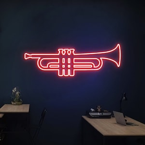 Insegna al neon per tromba, decorazione per tromba, insegna a led per tromba, arte da parete per tromba, decorazione per strumenti musicali