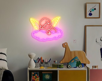 Cherub Neon Sign – Romantic Angel Wall Light for Bedroom Decor, Aesthetic Art Wall Hanging, Perfect Gift Idea