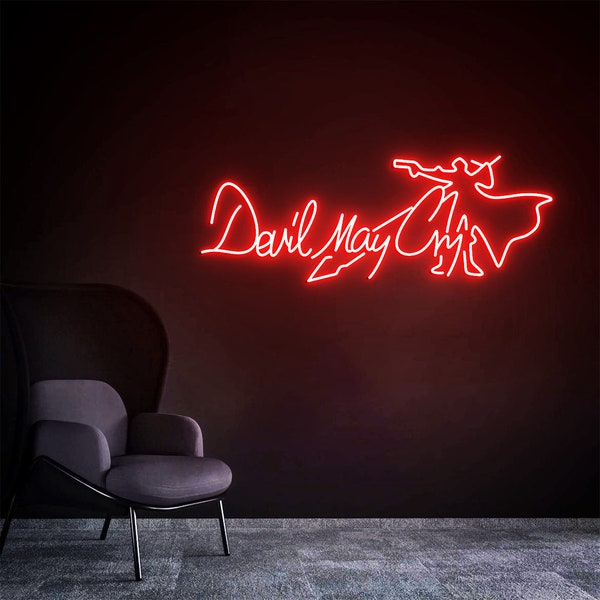 Enseigne néon Devil May Cry, décoration murale de salle de jeux vidéo DMC, enseigne au néon gaming, cadeau personnalisé pour petit ami