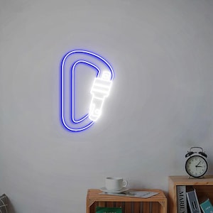 Carabiner Neon Sign, Climbing Carabiner Sign for Climber Room Decoration, Personalized Carabiner Gift, Rock Climbing Art, Outdoor Climbing