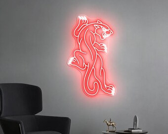 Panther Wandschild - Wildtier LED-Lichter, modernes Wildtier-Dekor für Zuhause, Studio oder Lounge