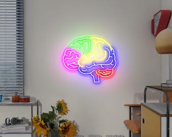 Colorful Human Brain LED Neon Sign – Anatomy Brain Wall Light,  Anatomy Decor Art for Home, Office, Podcast Room, Clinic & Workspace