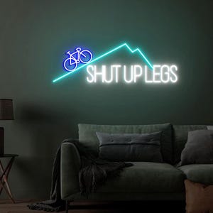 Shut up Legs ネオンサイン、サイクリング自転車 LED ネオンサイン、サイクリストへのギフト、ロードバイクアート、自転車ホームデコレーション、サイクリングデコレーション、バイカーギフト