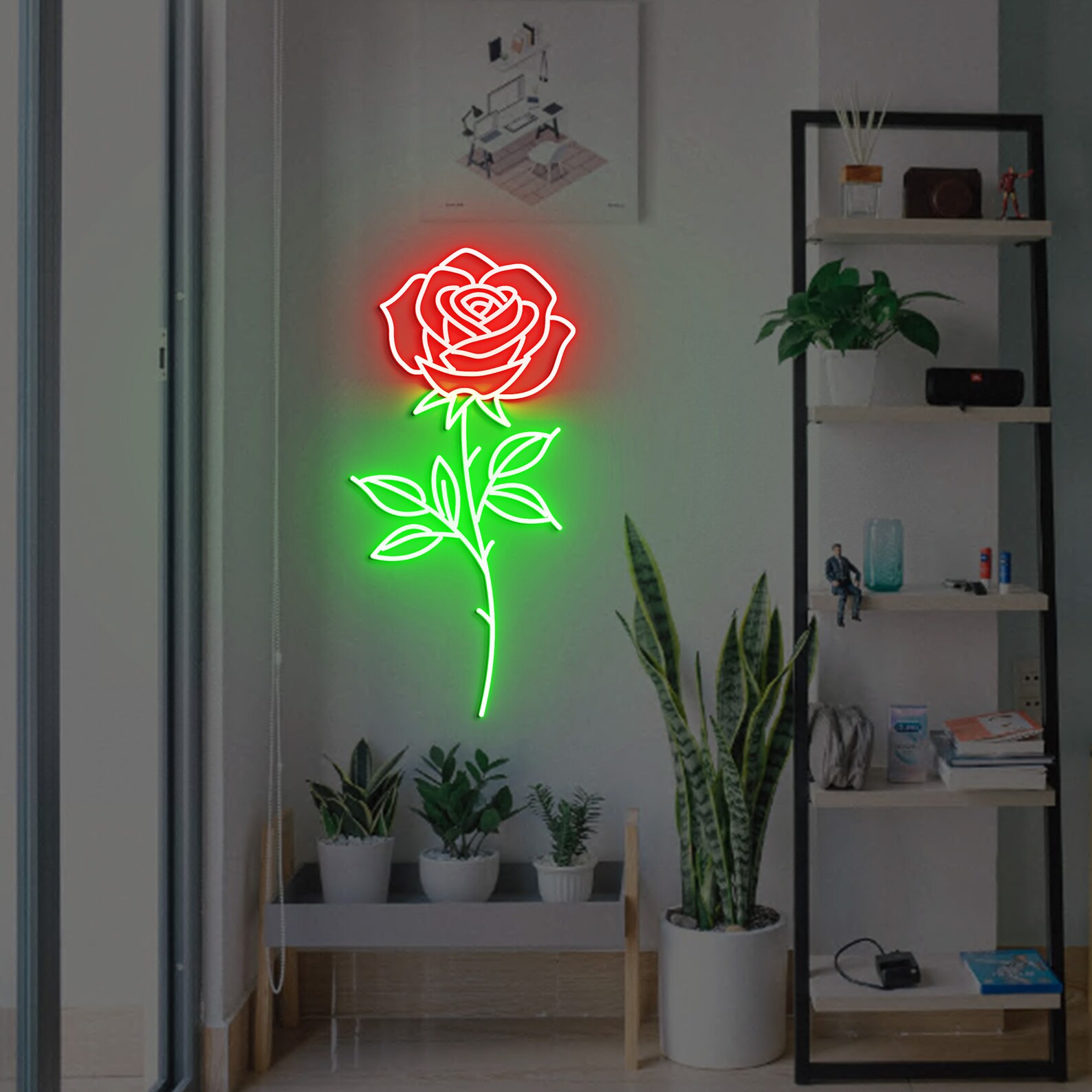 Led Light Sign Roses Rose Flower Neon Sign, Rose Flower Neon Sign, Rose Neon Light, Rose Led ...