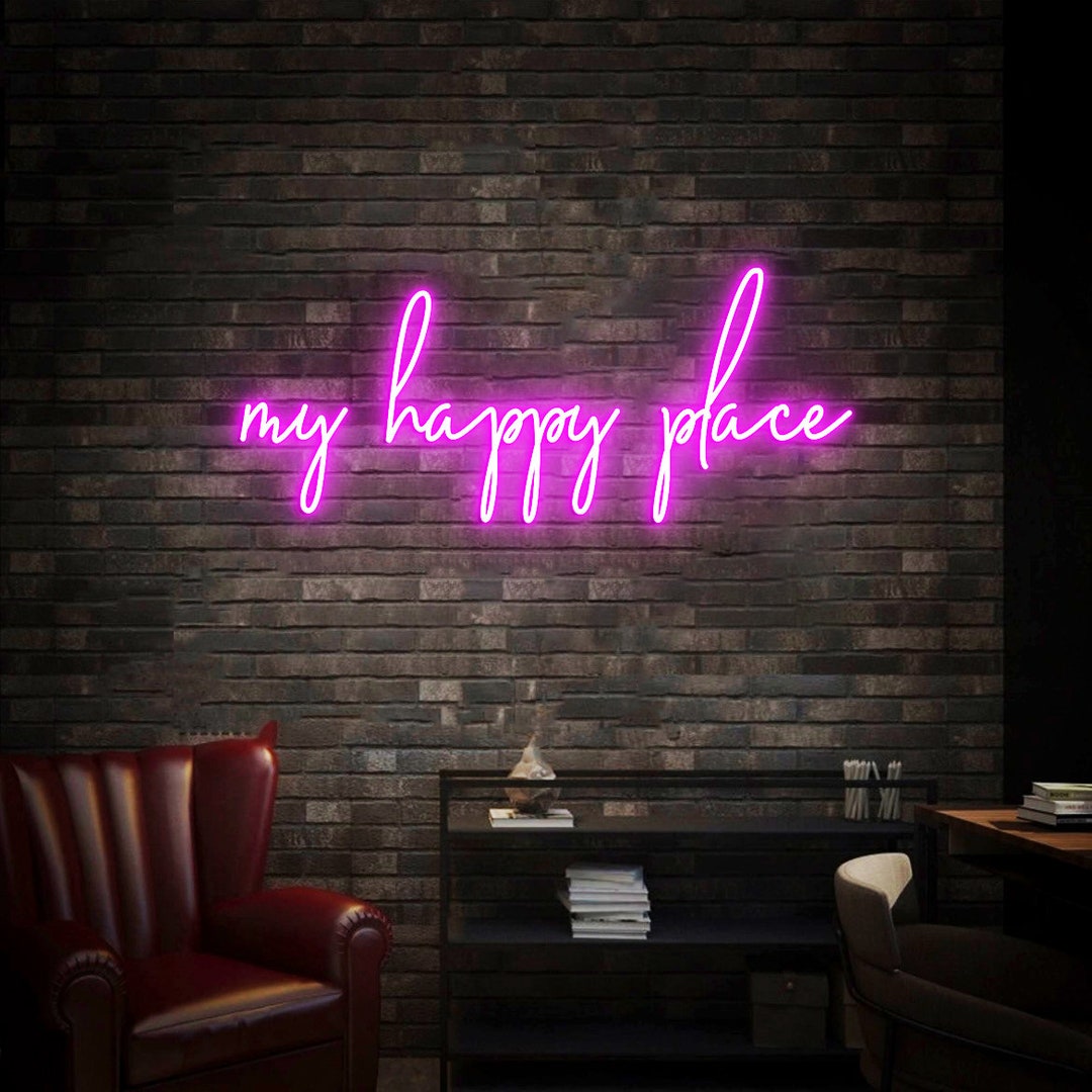 My Happy Place Neon Sign Custom Neon Sign Living Room Decor - Etsy