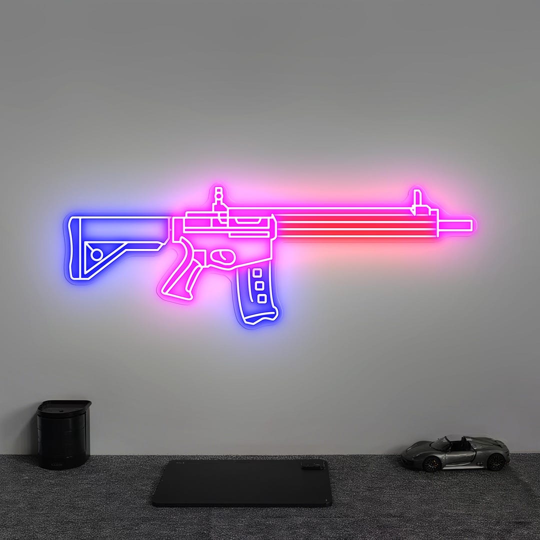 Rifle Gun Led Neon Sign, Rifle-shaped Wall Decor, Gun Sign for Game ...