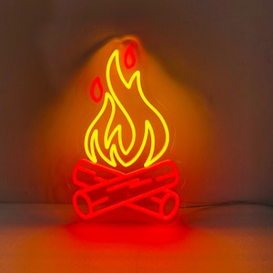 Camp Fire Led Sign, campfire Wall Decor, Fire Neon Sign, Camping Décor, Flame Led Sign, Custom Camping Home Decor