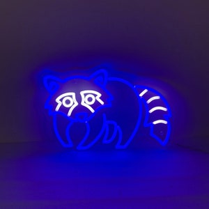 Raccoon Neon Sign, Raccoon Decor, Animal Led Sign, Cute Raccoon Room Decor with Remote