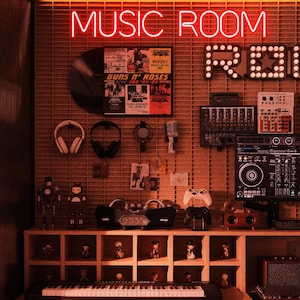 Music Room Sign, Neon Sign for Music Room Wall, Home Music Studio Sign, Musician Gift for Him, Music Themed Wall Decor