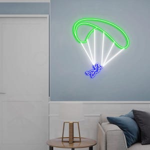 Paraglider Neon Sign, Paragliding Wall Sign for Room Decor, Paragliding Gifts, Skydiver Sign Gifts