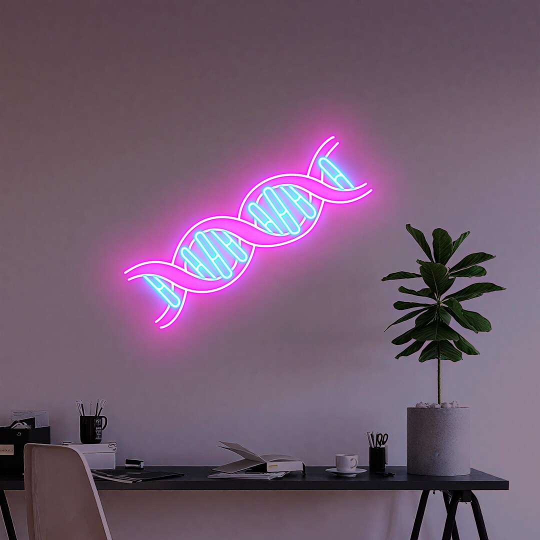 DNA Double Helix Neon Sign, DNA Science Decor Wall Neon Light ...