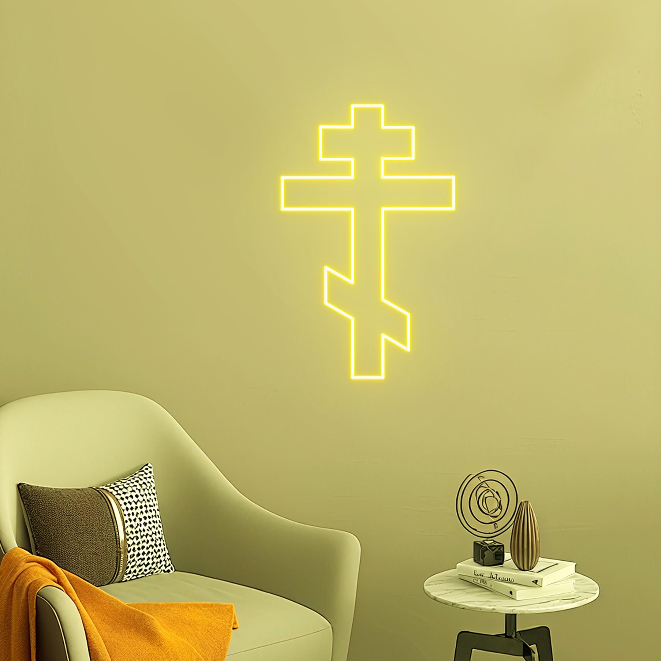 Russian Orthodox Cross Neon Sign, Orthodox Cross Wall Sign  display picture 1