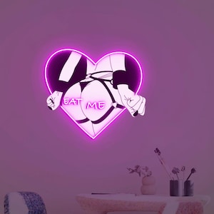 Insegna al neon Anime Girl Eat Me, luce al neon da parete per camera da letto di Anime Girl, insegne al neon Anime per sala giochi per ragazze, insegne stampate UV con corpo di Anime