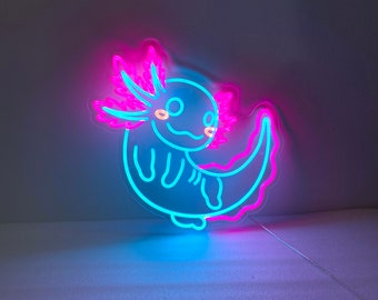 Cute Axolotl Neon Sign, Axolotl Wall Art, Handmade Axolotl Gift, Cute Axolotl, Christmas Axolotl Decor