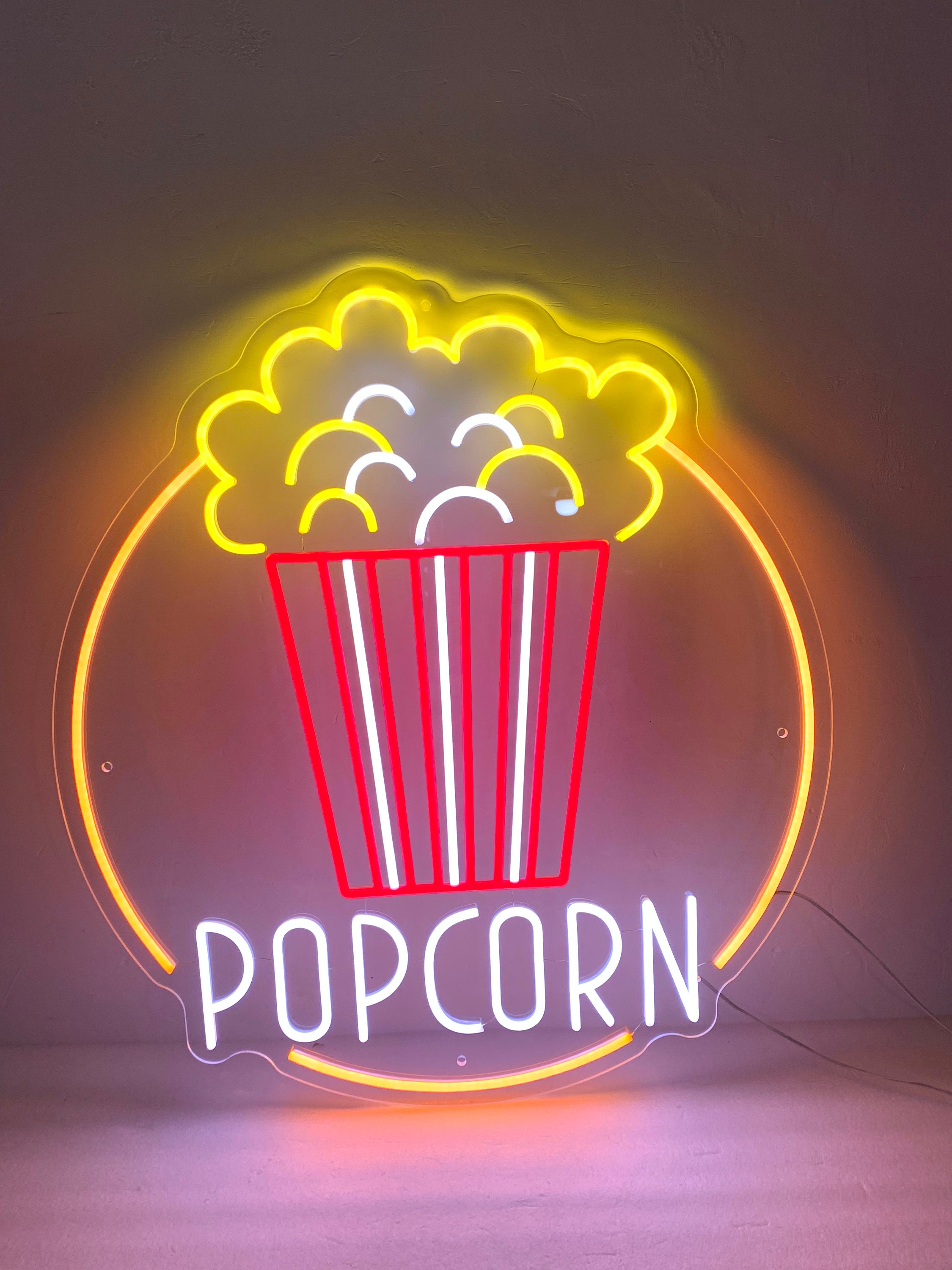 Popcorn - Insegne al neon per decorazione da parete della casa, dimmerabile, alimentate tramite USB, per cucina
