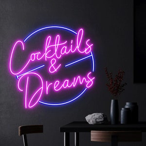 Cocktails und Dream Neonlicht, Cocktails Bar Wanddekorkunst, Cocktails Bar Schild, Custon Neon Sign Bar