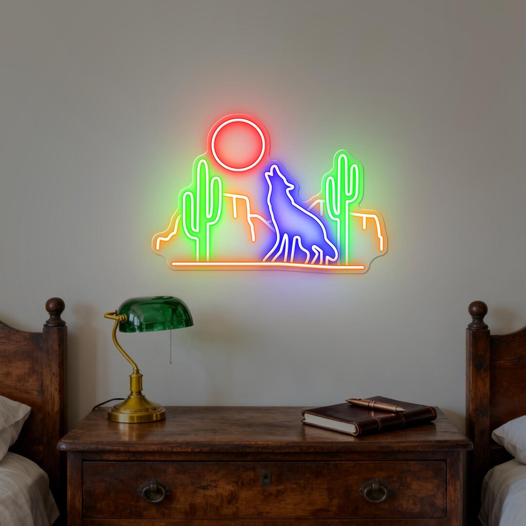 Southwest Coyote Desert Sign – Coyote Howling at the Moon Sign ...