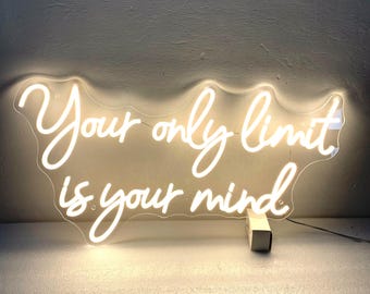 Your Only Limit is Your Mind neonbord, inspirerend citaatbord voor sportschool Kantoormuurdecoratie, muurbord sportschool, kantoordecoratie, neonreclame homegym