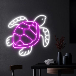 Turtle Neon Sign, Personalized Turtle Gift, Turtle Room Decor, Ocean ...
