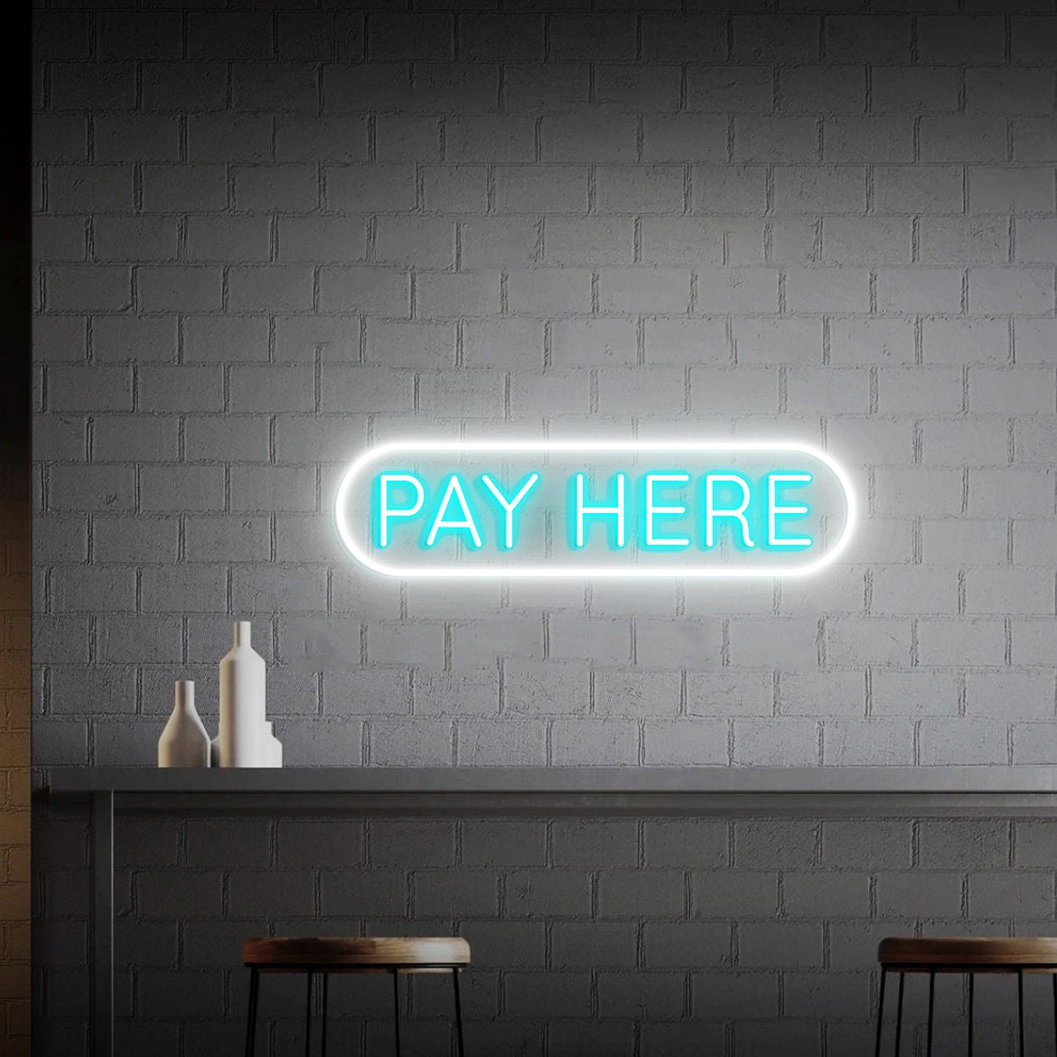 Pay Store Sign Pay Here Sign, Pay Sign Neon Sign USB Plug With Standing, Restaurant ...