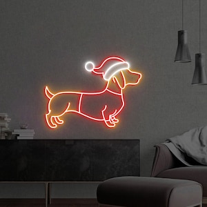 Christmas Dachshund Neon Sign, Christmas Dog, Dachshund Mom Gift, Dog Neon Sign, Dog Christmas Gift, Dachshund Gift